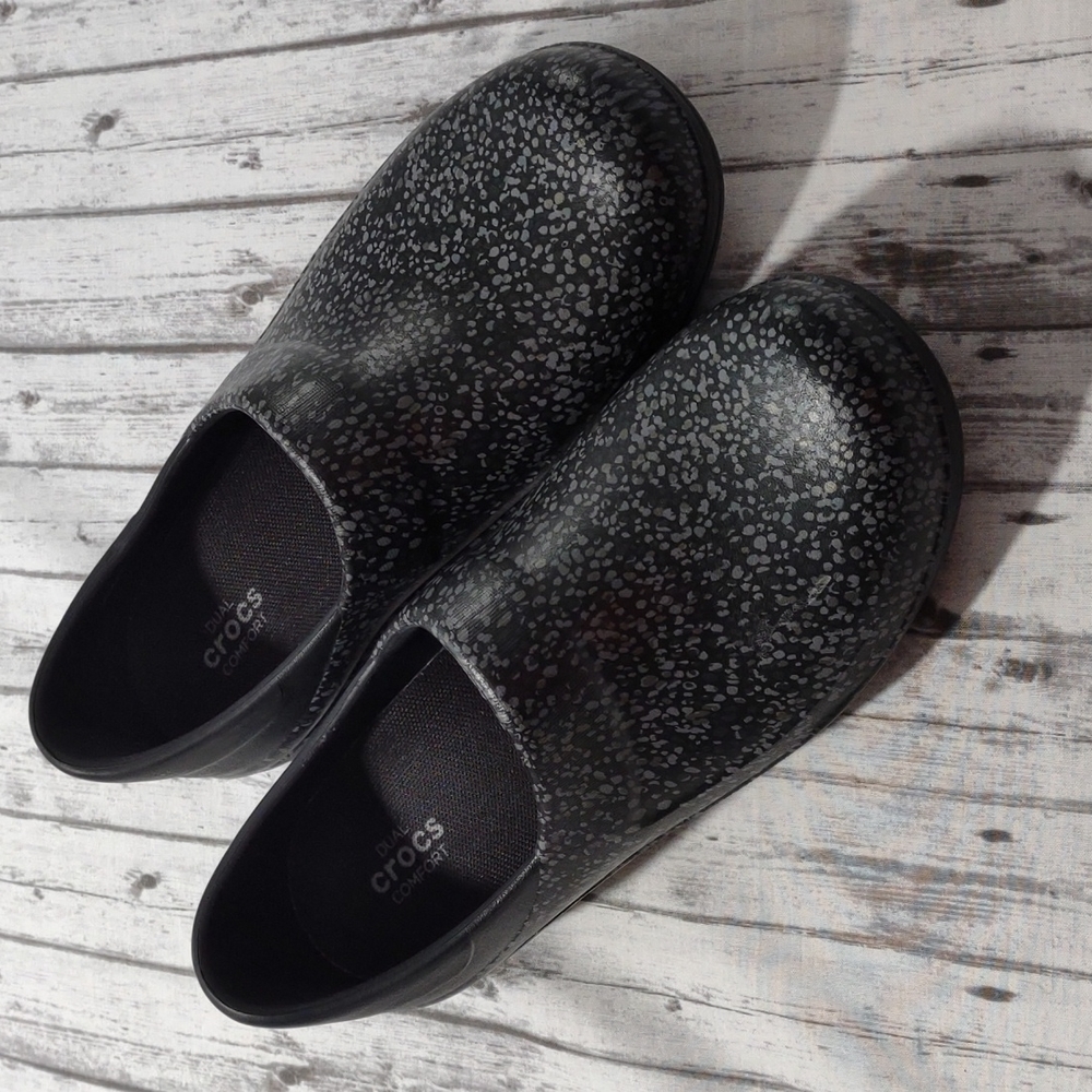 CROCS Neria Black & Gray Speckled Slip On Clog